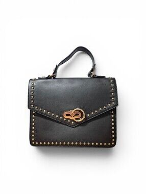 L.A. Express Black Structured Top-Handle Studded Satchel